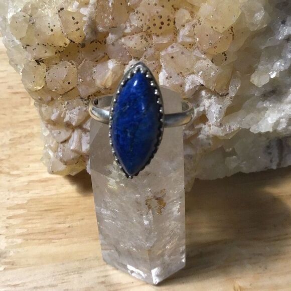 Ring, Blue Sodalite Stone and Sterling Silver Ring, size 8.5, NEW, Handmade - Picture 2 of 8